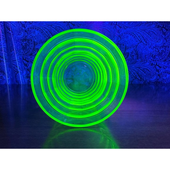 Vintage block optic Green uranium glass 10oz tumbler by Anchor Hocking - Picture 2 of 10